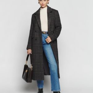 Reformation Baker Coat, Small Brown Plaid Size XS